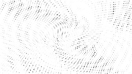 Halftone gradient pattern. Abstract halftone dots background. Monochrome dots pattern. Grunge wave texture. Pop Art Comic small dots. Radial twisted dots. Design for presentation, report, flyer, cover