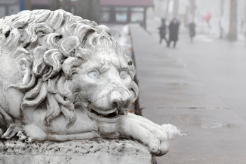 Lion monument in the city park