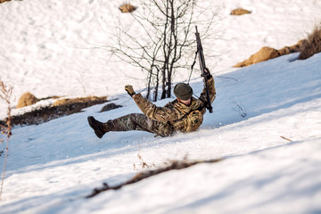 Army sniper during the military operation.