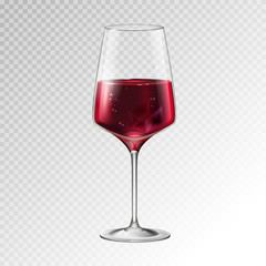 Realistic vector illustration of champagne or wine glass isolated on transperent background