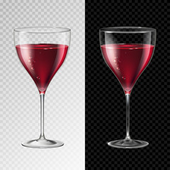 Realistic vector illustration of champagne or wine glass isolated on transperent background