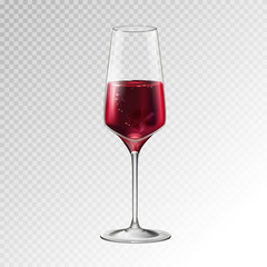 Realistic vector illustration of champagne or wine glass isolated on transperent background