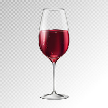 Realistic vector illustration of champagne or wine glass isolated on transperent background