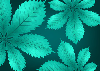 Bright stylish abstract background with chestnut leaves for your design. Vector illustration