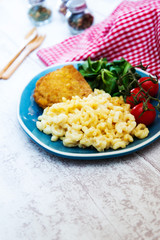 Cordon Bleu macaroni Pasta with salad