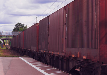 Fototapeta premium Red train wagons