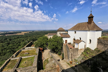 Fototapeta na wymiar Kuneticka-hora castle court with the white church