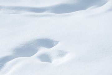 Fresh snow background texture. Winter background with snowflakes and snow mounds. Snow lumps.