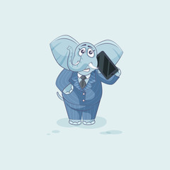 elephant sticker emoticon with smart phone