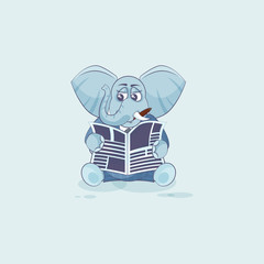 elephant sticker emoticon reading newspaper