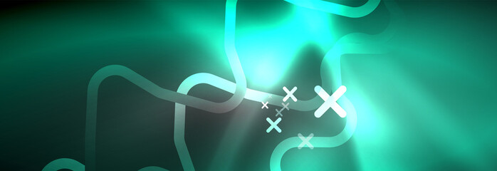 Glowing neon abstract lines, techno futuristic template