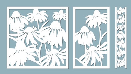 Fototapeta na wymiar Echinacea. Vector illustration. Paper flower, stickers. Laser cut. Template for laser cutting and Plotter. Vector illustration. Pattern for the laser cut, serigraphy, plotter and screen printing.