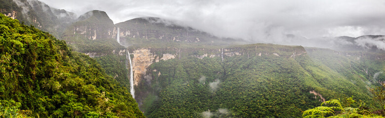 Highest water fall of Peru : the Gocta fall situated in the Amazonas area, near Chachapoyas 