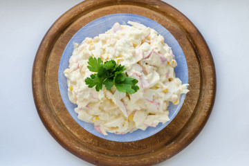 side dish on a blue plate