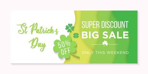 Super discount big sale horizontal banner to St Patricks Day