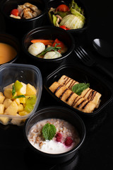 Ready meal to eat for adult people in boxes