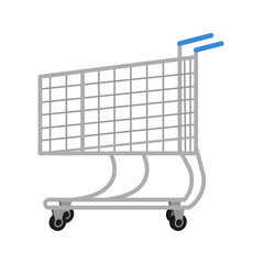 Shopping trolley for icons in flat style, trolley from a supermarket vector illustration on white background