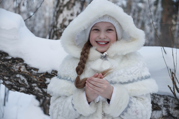 girls in suits in the winter forest