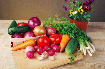 Appetizing vegetables on the table.