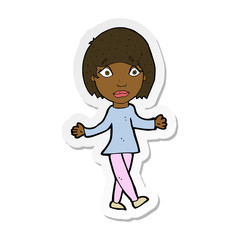 sticker of a cartoon surprised woman