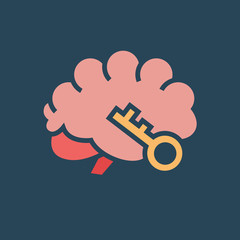 Line icon key to brain