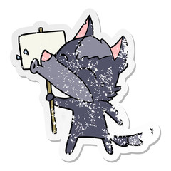 distressed sticker of a howling wolf cartoon