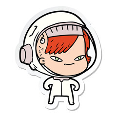 sticker of a cartoon astronaut woman