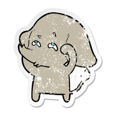distressed sticker of a cartoon elephant remembering