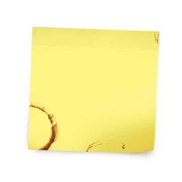 recommend clip art: Yellow reminder note paper with coffee stain