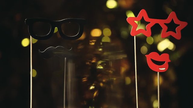 empty champagne glass mask gold bokeh nobody hd footage 