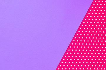 Abstract geometric pink, purple and polka dot paper background.