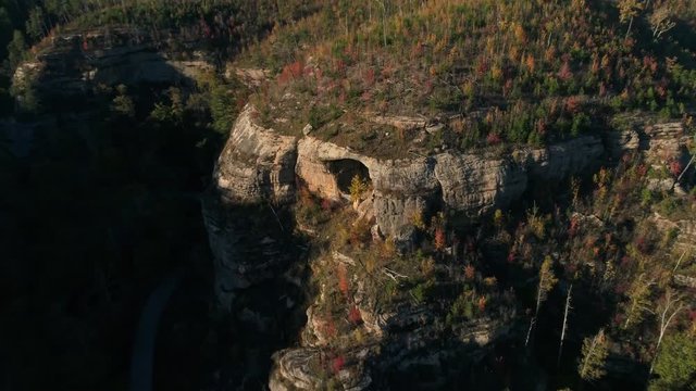 Aerial, view of Red River Gorge rock formation in Slade, Kentucky
