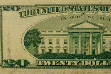 Macro shot of twenty dollar bill