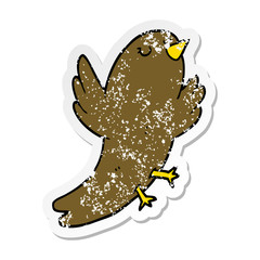distressed sticker of a cartoon bird