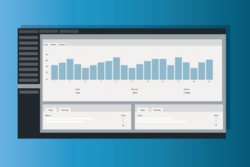 Illustration of Website Analytics Dashboard showed report of traffic visitor graph