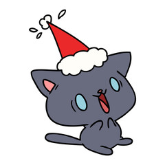 christmas cartoon of kawaii cat