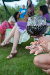 Party with a glass of wine. hen night with alcohol