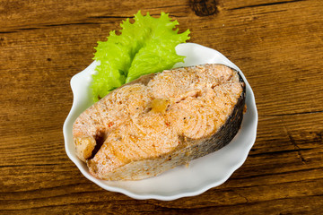 Steamed salmon