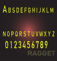 ragged font yellow letters and numbers