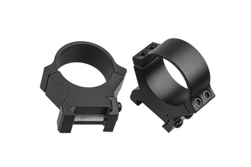 Obraz premium Quick disconnect mount made for holding a scope on a rifle isolated on white back. Quick Release Sniper Cantilever Scope Mount.