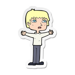 sticker of a cartoon nervous man