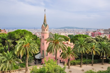 Fototapeta na wymiar Gaudi House Museum in Guell park, Barcelona, Spain