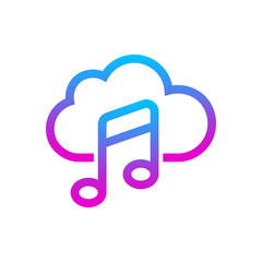 Online Media Cloud, audio streaming. Online music concept. Vector Illustration. EPS 10