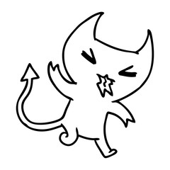 line drawing of a kawaii cute demon