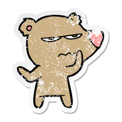 distressed sticker of a angry bear cartoon