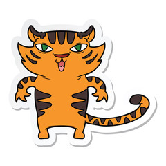 sticker of a happy cartoon tiger
