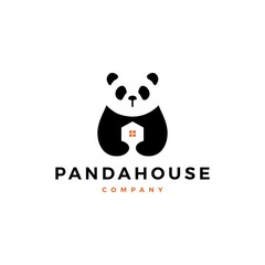 panda house logo vector icon illustration