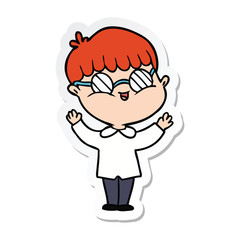 sticker of a cartoon boy wearing spectacles