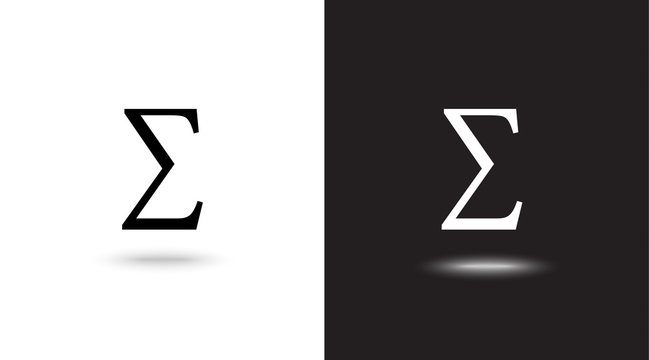 Vector sigma sign on black and white background