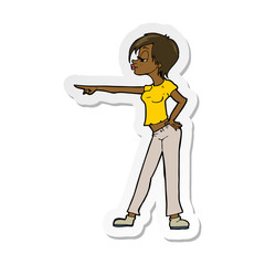 sticker of a cartoon woman pointing
